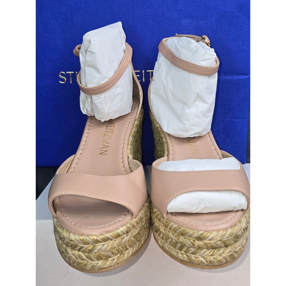 NWB Stuart Weitzman Leather Nudistia‎ Espadrille Wedge Women Size 9.5 - Picture 2 of 6